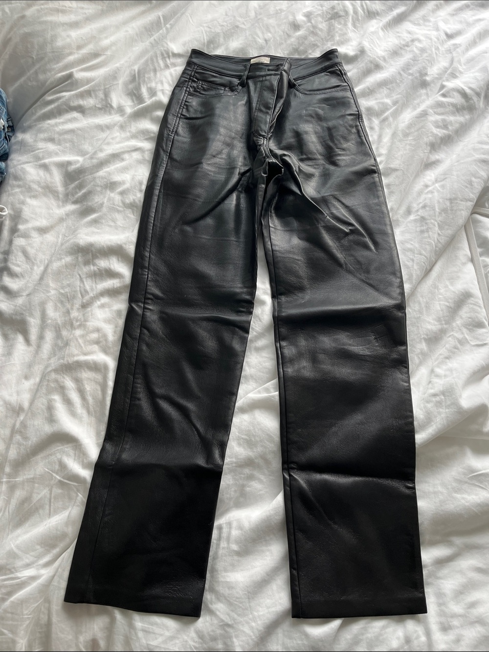 Aritzia Black Straight Faux Leather Pants